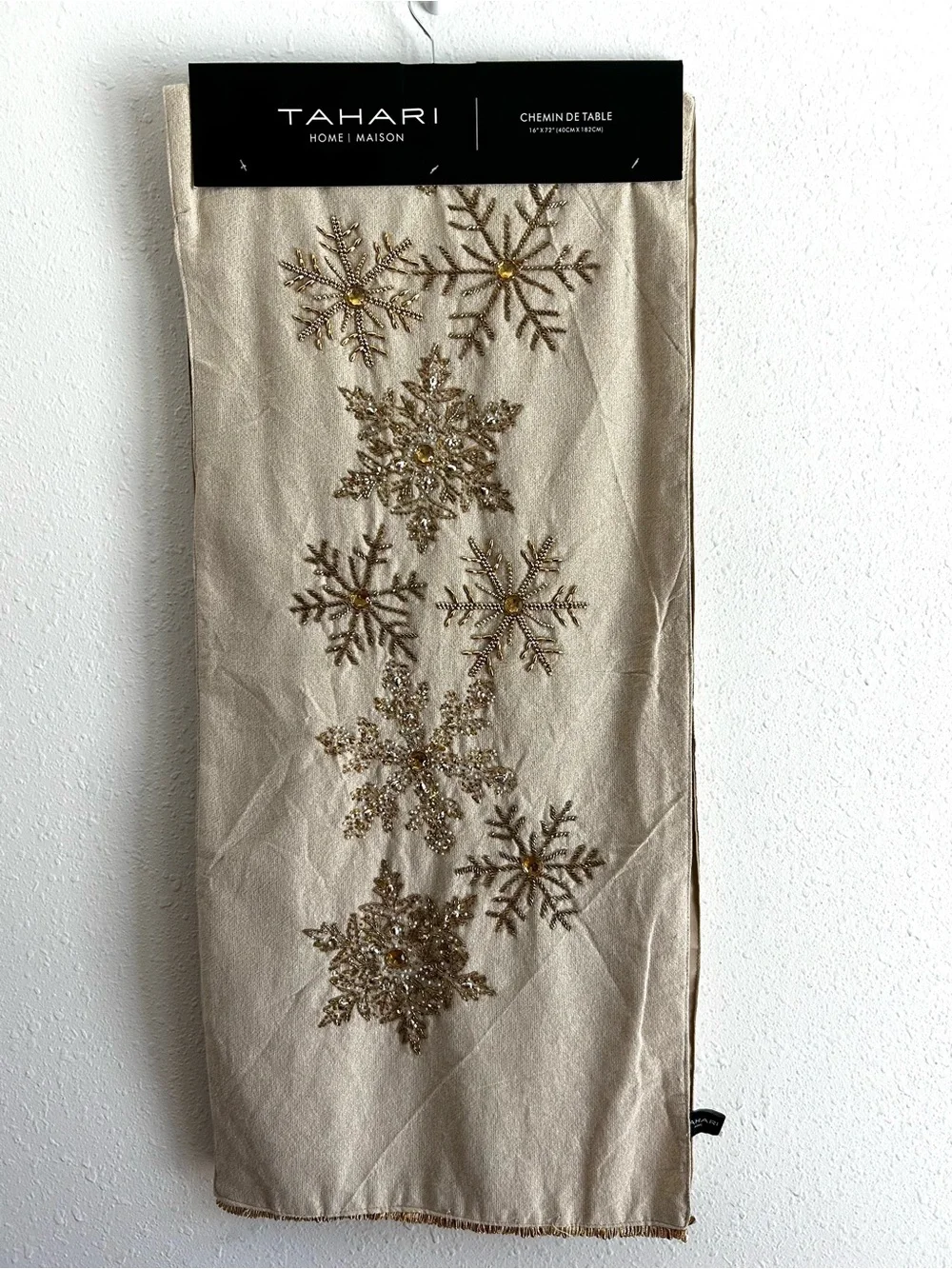 Tahari Gold Beaded Table Runner Glam Christmas Holiday NYE Party 16